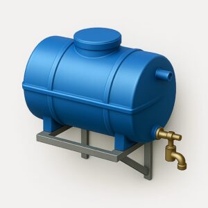 Compact 500-litre plastic water tanker mounted with inlet and tap fittings — ideal for homes and offices in Chandigarh, Mohali, and Panchkula.