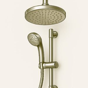 Ceiling-mounted rain shower with wall-mounted handheld unit and diverter — professional shower installation for modern bathrooms in homes and offices across Chandigarh, Mohali, and Panchkula.