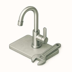 Basic water mixer tap fitted on stainless steel sink — compact installation for home kitchens and office pantries across Chandigarh, Mohali, and Panchkula.