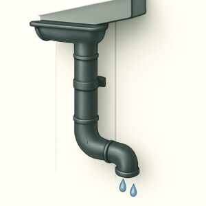3D vertical rainwater pipe connected to rooftop gutter and wall, installed professionally for homes and offices in Chandigarh, Mohali, and Panchkula.