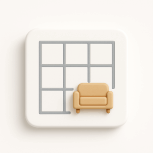 3D icon for interior space planning & room layout services in Chandigarh,