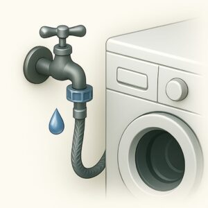 Flexible inlet hose connected to washing machine and water tap, installed for home and office washing machine setups in Chandigarh, Mohali, and Panchkula.
