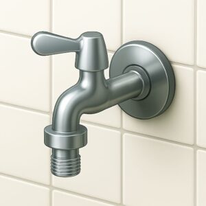 Wall-mounted chrome tap with threaded nozzle for washing machine hose fitting, installed professionally in homes and offices across Chandigarh, Panchkula, and Mohali.