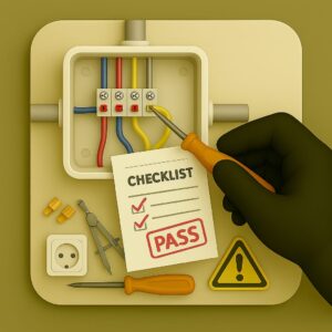 3D icon of a gloved hand, holding a wrench to insert an appliance grounding wire in a copper pipe, tools and cable roll in background, symbolizing appliance upgrade guidance by Chago Partners in Chandigarh, Mohali, Panchkula.