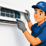 AC Technician Cleaning Unit