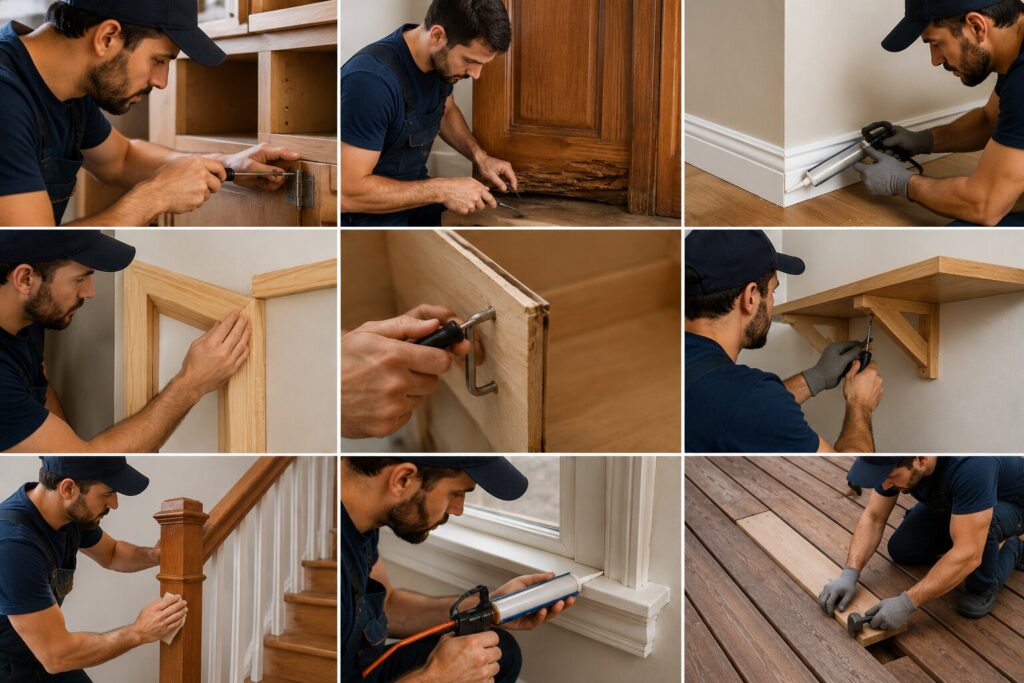 Carpenter fixing common household woodwork