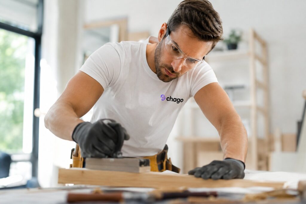 Carpenter repairing wooden furniture professionally