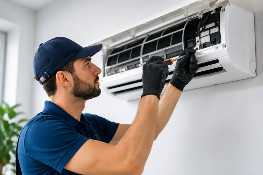 AC Technician At Work