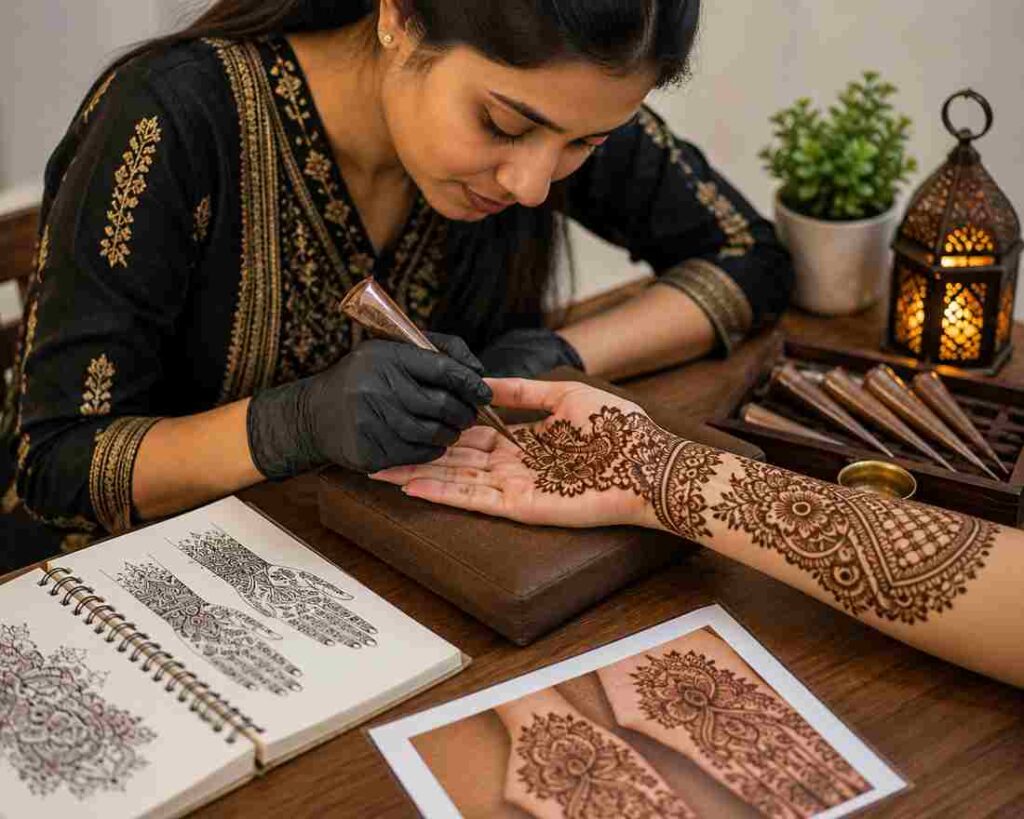 Beautiful Floral Mehndi Design Creation